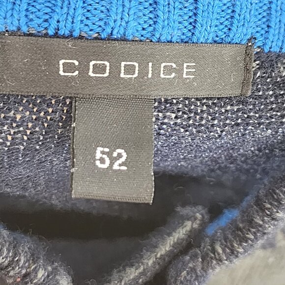 Codice Gray Navy 50% Merino Wool Blend Knit Mockneck Polo Sweater - Picture 4 of 5